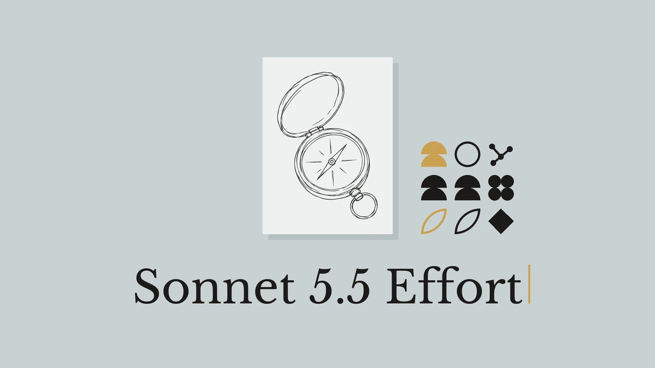 Art-line illustration of compass with the title Sonnet 5.5 Effort.