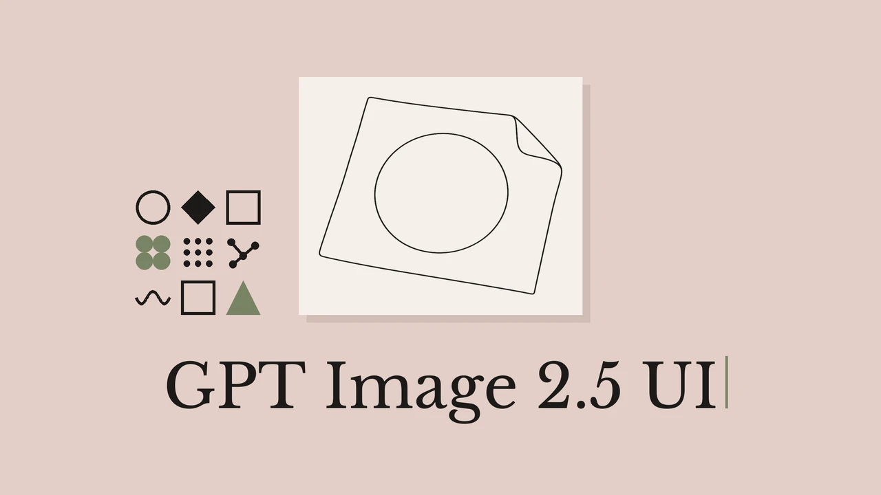 Black ink stencil sheet on pale paper with the title GPT Image 2.5 UI.