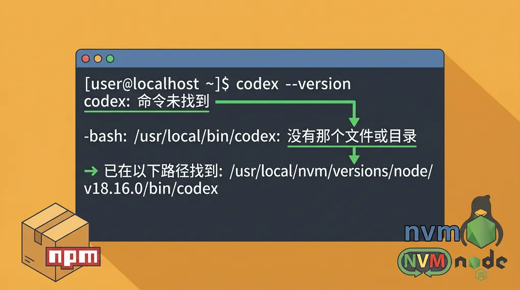 "codex: command not found"：npm install -g 装完 7 个修复套路（2026）