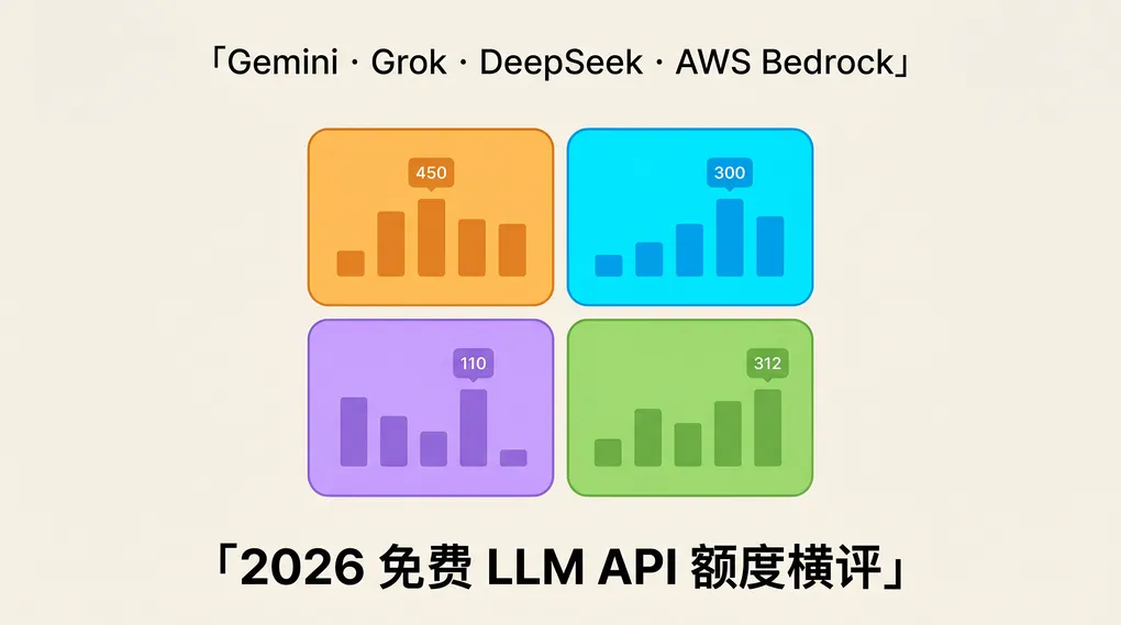 2026 免费 LLM API 额度横评：Gemini / xAI / DeepSeek / AWS Bedrock，哪家真能写代码？