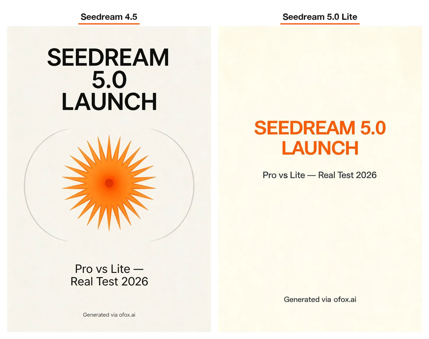 Вёрстка англоязычного постера SEEDREAM 5.0 LAUNCH, сравнение двух моделей
