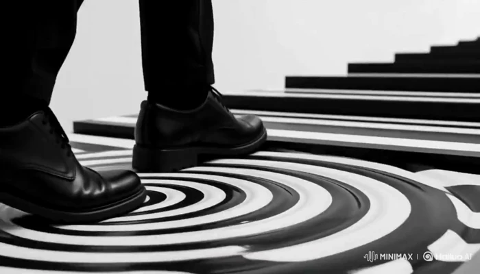 The Black-and-White Illusion of an Endless Staircase
