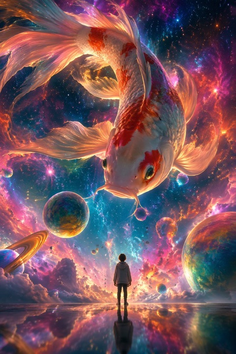 插画提示词样图 · 星云巨鲤