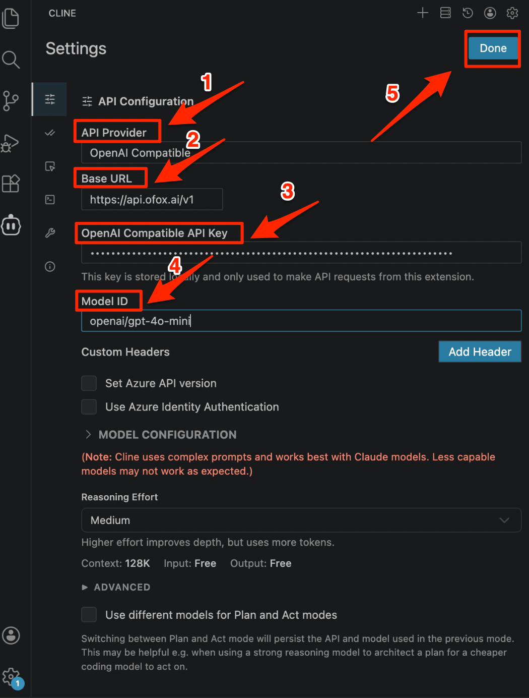 Fill in configuration