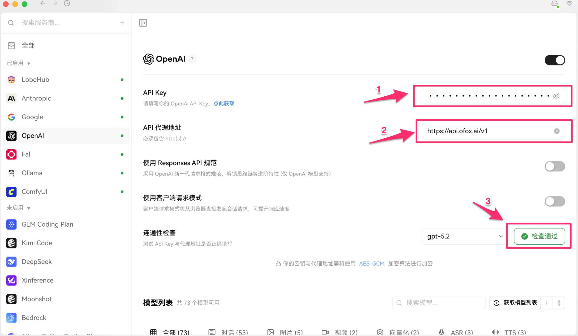 Fill in configuration and check connection