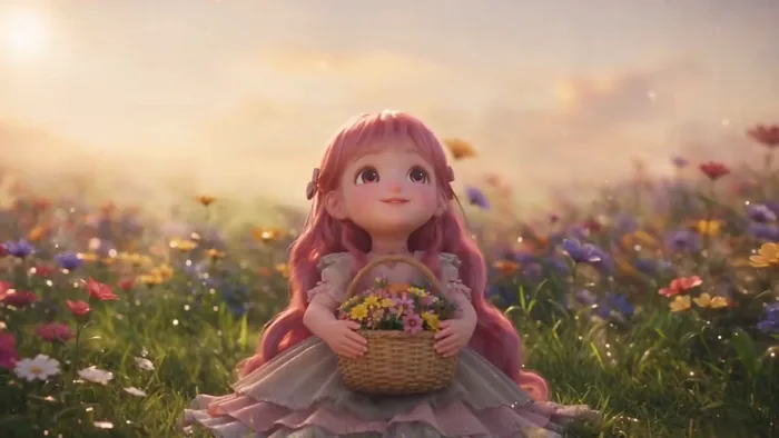 可爱动漫少女魔法花园场景