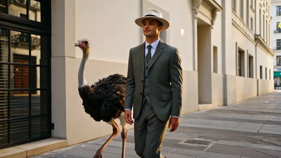 Motion Edit — Swap the Man and the Ostrich · Input video · 编辑前视频